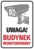 Surveillance Building Sticker - Graphic design featuring a monitoring camera with a red "Caution!" label.