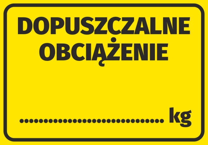 Load Limit Sticker - Graphic Design. Yellow background with large black text and space for weight in kilograms.