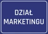 Marketing Department Sticker - Rectangular design with white text on a blue background.
