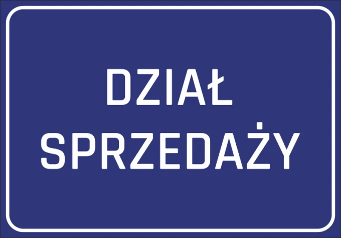 Sales Department Sticker - Graphic design. Rectangular sticker with white text on a dark blue background.