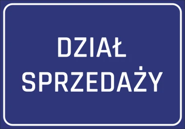 Sales Department Sticker - Graphic design. Rectangular sticker with white text on a dark blue background.