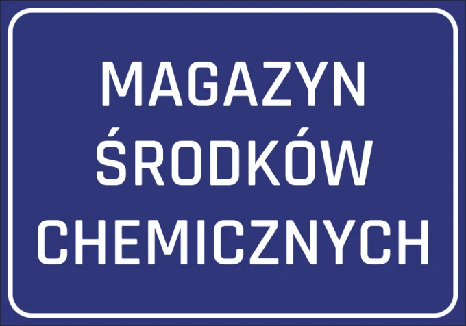 Chemical Storage Sticker - Graphic Design. Simple rectangle with blue background and white text.