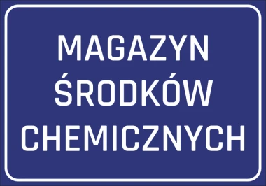 Chemical Storage Sticker - Graphic Design. Simple rectangle with blue background and white text.