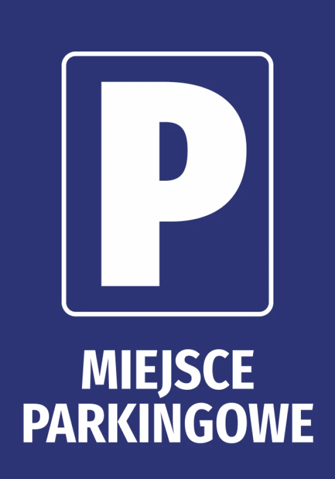 Parking space sticker - graphic design. White letter P on a blue background with the text PARKING SPACE.