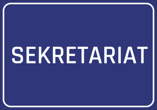 Office sticker - Graphic design. Blue background with white uppercase text reading SECRETARIAT.