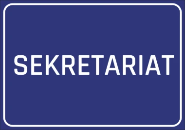 Office sticker - Graphic design. Blue background with white uppercase text reading SECRETARIAT.