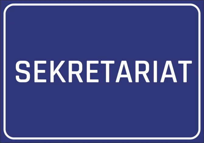 Office sticker - Graphic design. Blue background with white uppercase text reading SECRETARIAT.