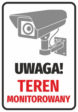 Surveillance Area Sticker N127 - Graphic design with a video camera on a gray background and "WARNING" in bold letters.