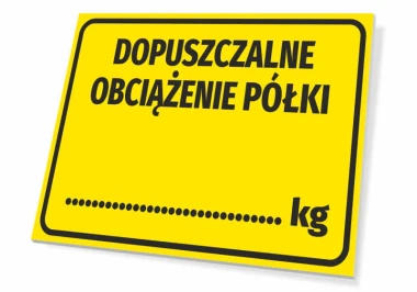 Shelf Load Limit Sign - Graphic Design. Yellow background with black text and space for weight in kilograms.