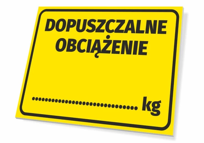 Load limit sign - Graphic design. Yellow background with black text and space for weight in kilograms.