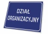 Organizational department sign - Graphic design. Simple blue rectangle with white text.