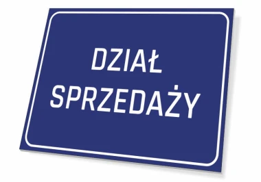 Sales Department Sign - Graphic design. Simple rectangular shape in navy blue with white text.