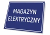 Electric storage sign - Graphic design. Simple rectangular sign with a blue background and white text.