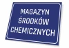Chemical Storage Sign - Graphic Design. Simple rectangle on blue background with white text.