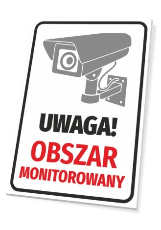 Surveillance Area Sign - Graphic design featuring a monitoring camera and text in two colors: black and yellow.