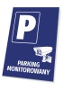 Monitored Parking Sign - Graphic Design. Blue background with a white camera symbol and letter P.