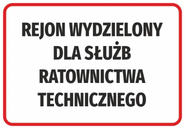Sticker for designated area for technical rescue services - Graphic design. Simple rectangle with red border.