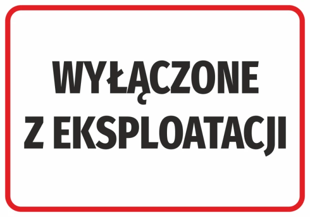Out of Service Sticker - Graphic Design. Black text on a white background with a red border.