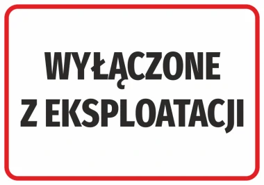 Out of Service Sticker - Graphic Design. Black text on a white background with a red border.