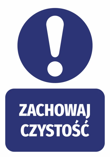 Keep Clean Sticker - Graphic Design. Round symbol with an exclamation mark above a rectangular text.