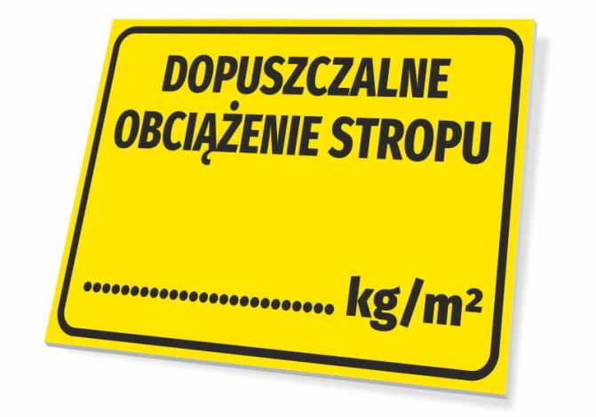 Load limit sign for ceiling - Graphic design. Yellow background with black text and a fillable line.