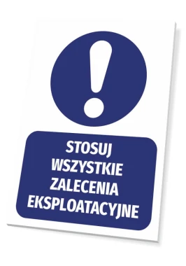 Use all operational guidelines - Graphic design. Round blue symbol with an exclamation mark above.