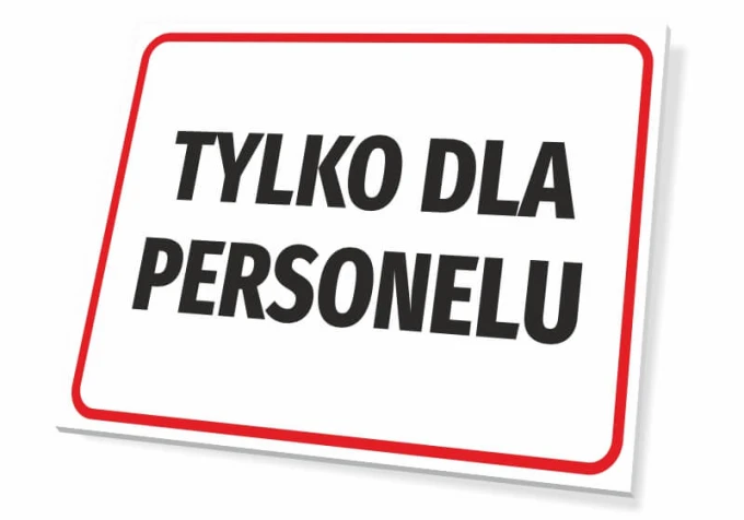 Staff Only Sign - Graphic design. Simple rectangle with a red border and large black text.