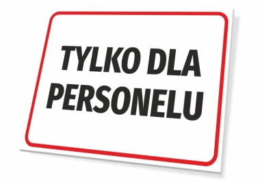 Staff Only Sign - Graphic design. Simple rectangle with a red border and large black text.