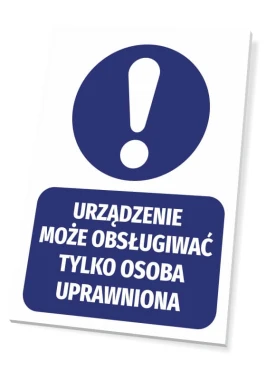 Device can only be operated by authorized personnel - Graphic design. Round symbol with an exclamation mark on blue.