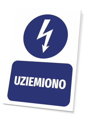 Grounded sign - Graphic design. Round lightning symbol above the rectangular text "GROUNDED".