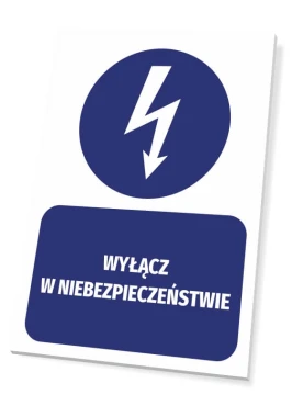 Danger Off Sign - Graphic Design. Round lightning symbol above a rectangular field with text.