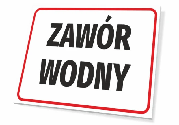 Water Valve Sign - Simple rectangular sign with large "WATER VALVE" text on a white background.