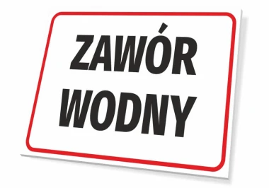 Water Valve Sign - Simple rectangular sign with large "WATER VALVE" text on a white background.