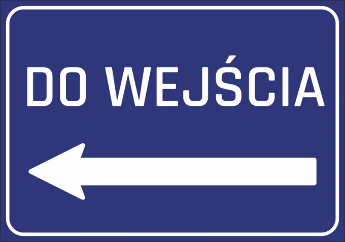 Left Entry Sticker N249 - Graphic design. Blue background with white text and left arrow.