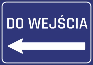 Left Entry Sticker N249 - Graphic design. Blue background with white text and left arrow.