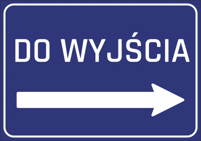 Exit Sticker N251 - Graphic design. Blue background with white text EXIT and an arrow pointing right.