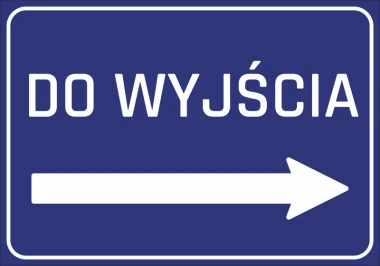 Exit Sticker N251 - Graphic design. Blue background with white text EXIT and an arrow pointing right.