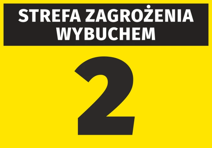 Explosion hazard sticker N260 - Graphic design. Yellow background with black text and large number 2.