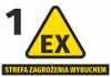 Explosion hazard sticker N266 - Graphic design. Triangle with yellow background, black text, and EX symbol.