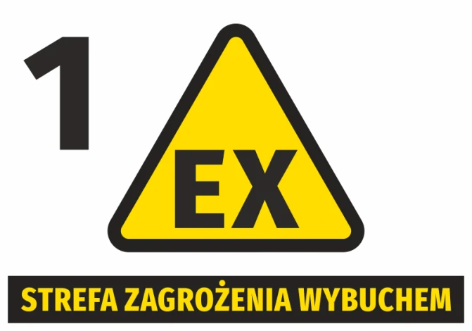 Explosion hazard sticker N266 - Graphic design. Triangle with yellow background, black text, and EX symbol.