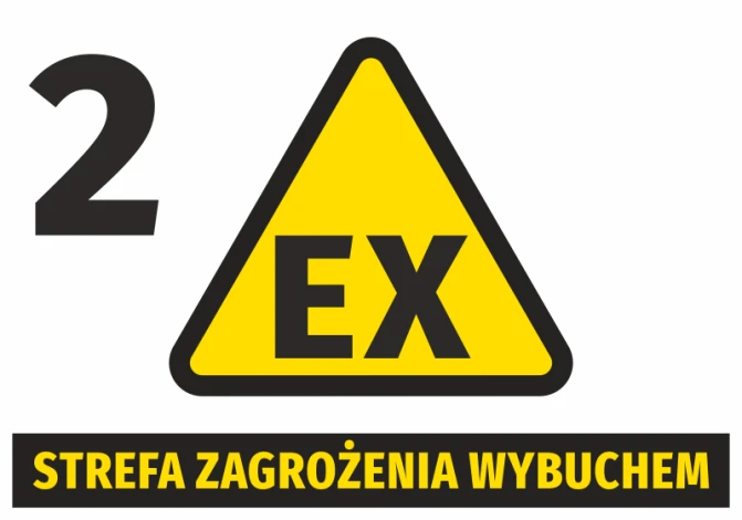 Explosion hazard sticker N267 - Graphic design. Yellow triangle with black text and number 2.
