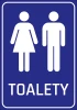 Toilet Sticker N231 - Graphic design featuring male and female figures on a blue background.