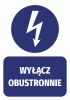 Double-sided Off Sticker - Graphic design. Round shape with a lightning bolt on a dark background, text at the bottom.