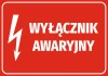 Emergency Switch Sticker N241 - Graphic design. Red background with white text and lightning symbol.