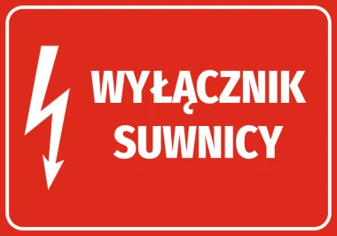 Crane switch sticker - Graphic design. Red background with white text and lightning bolt symbol.