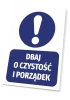 Cleanliness and order sign - Graphic design. Round icon with an exclamation mark above a bold text.