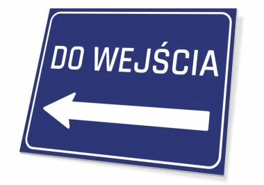 Entrance Sign T249 - Graphic design. Blue background with white text "ENTRANCE" and left arrow.
