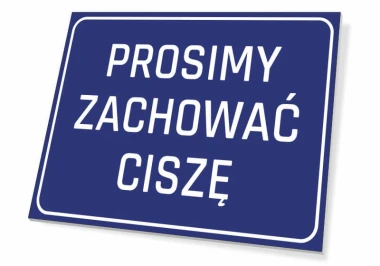 Please keep quiet sign - Simple rectangular sign with white text on a blue background.