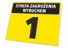 Explosion hazard sign T259 - Graphic design. Yellow background with black text and number 1.