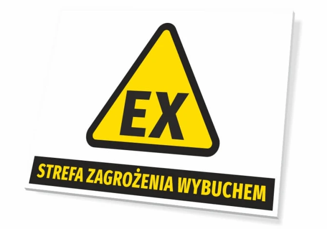 Explosion hazard sign T265 - Graphic design. Yellow triangular shape with black EX lettering.
